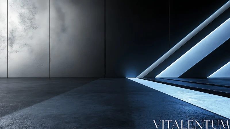 Modern architectural passage with dynamic light and geometric forms.