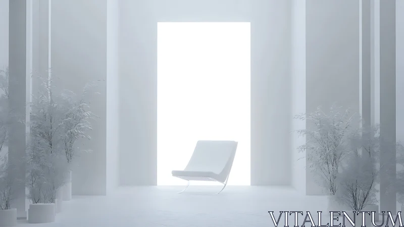 Minimalist Interior with Reclined Chair in Neutral Space.