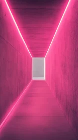 Neon magenta corridor with linear LED edge lighting perspective.