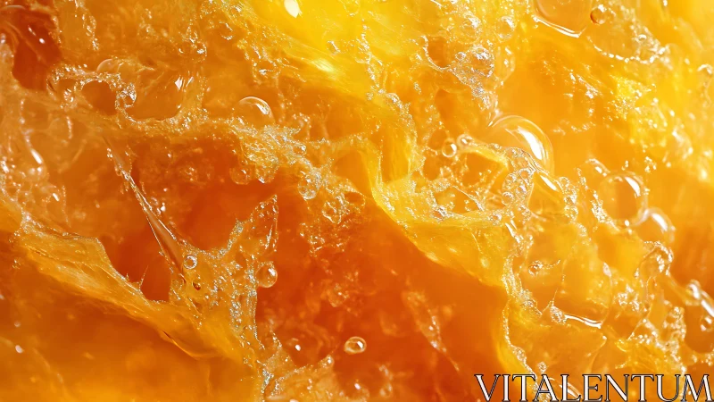 Macro closeup of juicy orange citrus pulp with glistening droplets