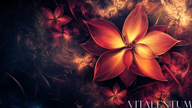 Radiant fractal blossoms unfold in luminous ember gradients