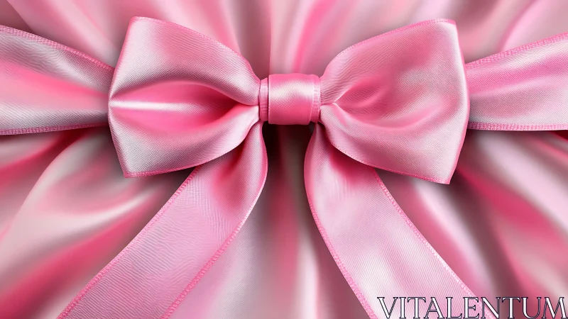 Pink Silk Bow with Radiating Ribbons in Soft Light.