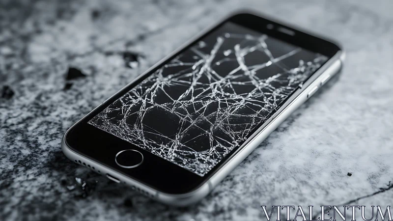 Shattered smartphone glass sketches chaotic lightning veins