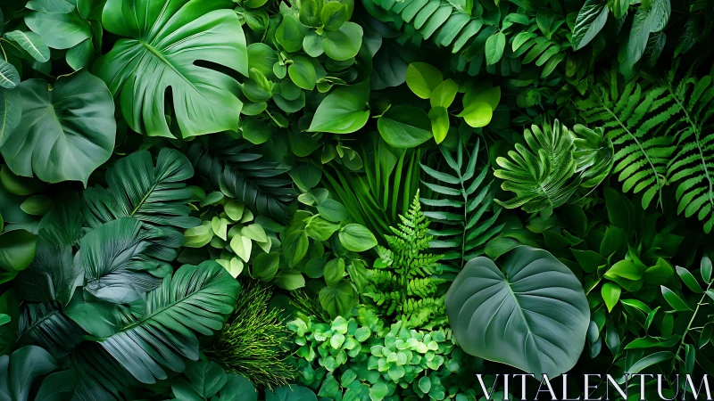 Dense tropical foliage wall shows layered leaf morphology diversity