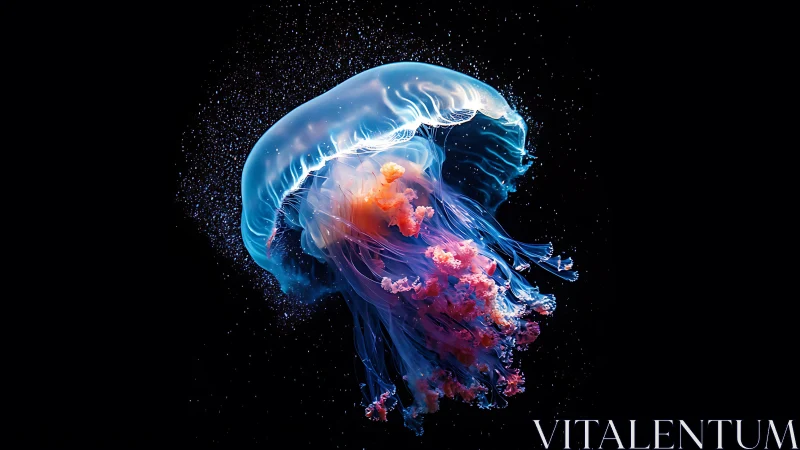 Digital jellyfish render shows translucent bell and tendrils