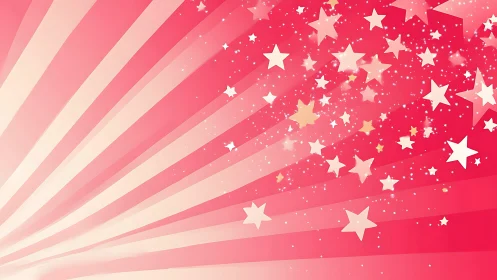 Radiant pink starburst background with layered glowing stars.
