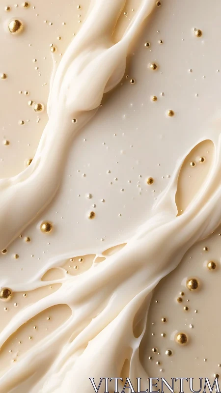 Golden droplets drift gently across creamy flowing waves