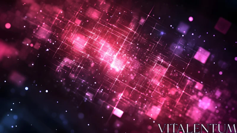 Futuristic Digital Grid in Vibrant Pink and Purple Abstract Style.