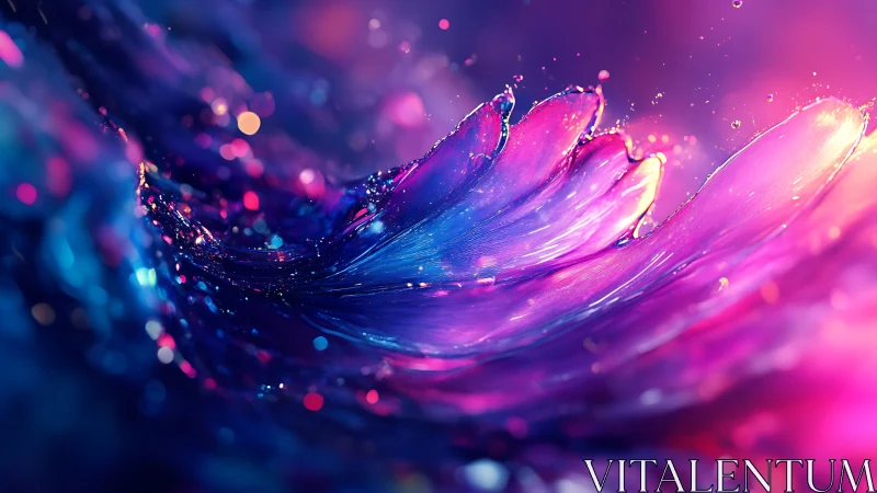 Prismatic liquid wave unfurls in neon twilight shimmer.