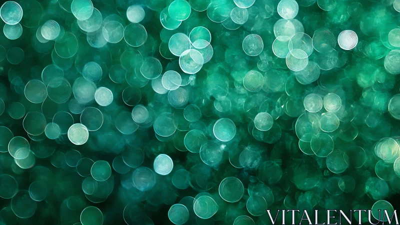 Green bokeh abstract background with soft glowing circles pattern.