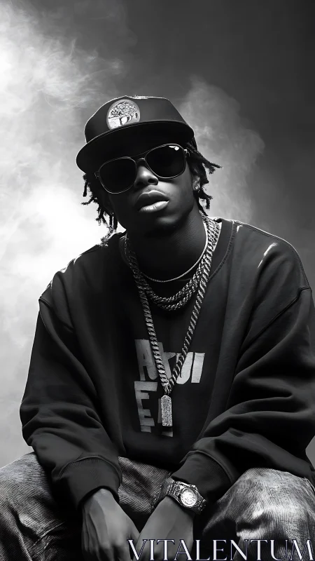 Monochrome hip hop portrait captures moody urban attitude
