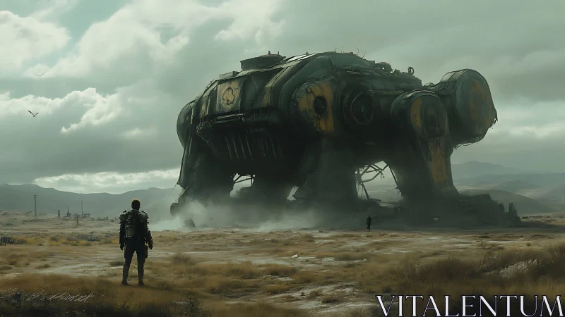 Quiet encounter with a slumbering desert war machine.