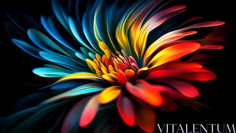 Vibrant abstract flower with glowing multicolor petals.