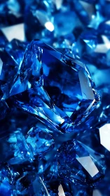Glistening blue gemstones sparkle in a vivid crystal cluster