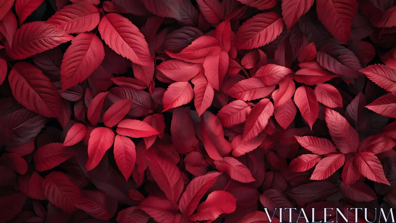 Crimson foliage pattern with layered textured leaves.
