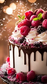 Decadent Berry Chocolate Cake with Sparkle.