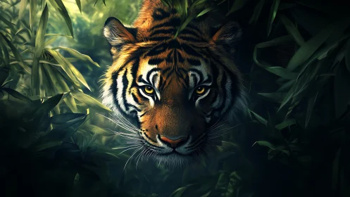 Jungle shadows part to reveal a tiger forged from midnight