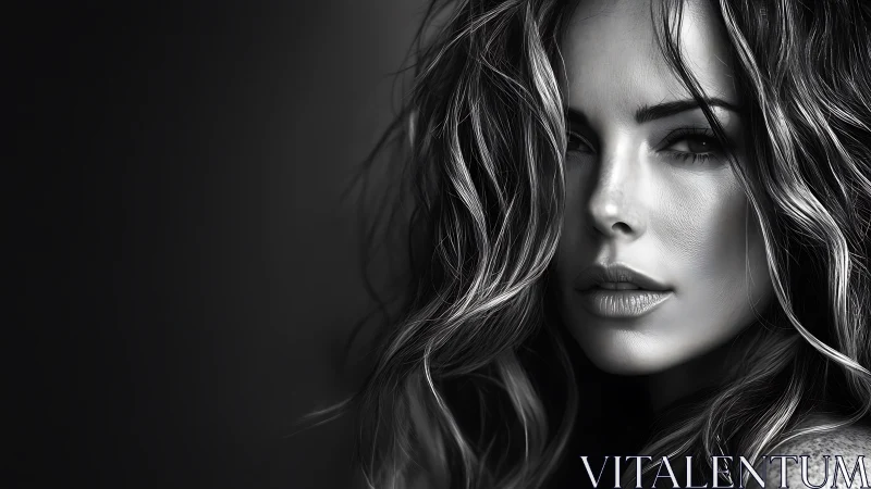 Storm-lit gaze in monochrome, where shadows sculpt beauty.