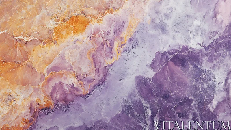 Lavender and amber marble strata with crystalline veining.