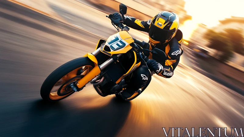 Golden hour street racer carving curves in glowing light.