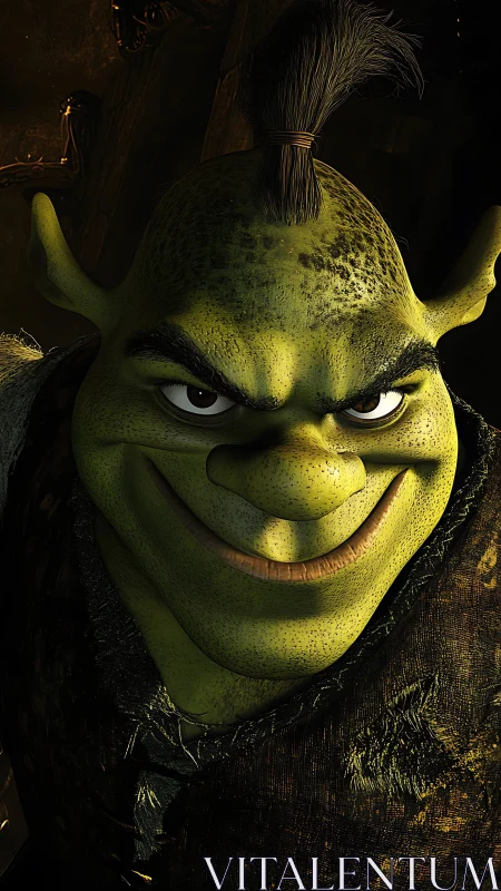 Stylized ogre character close-up in dramatic 3D lighting.