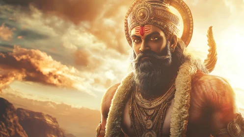 Divine warrior portrait rendered in high-detail digital painting