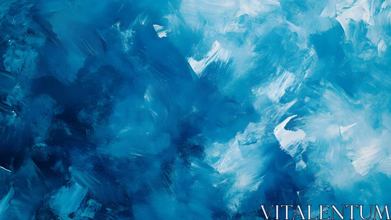 Vibrant Blue Abstract Acrylic Painting with Dynamic Brushstrokes.