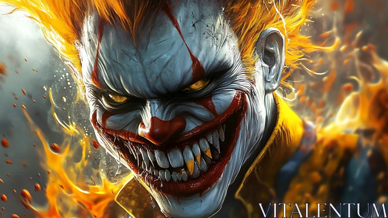 Infernal jester lunges forward with a wildfire grin unleashed