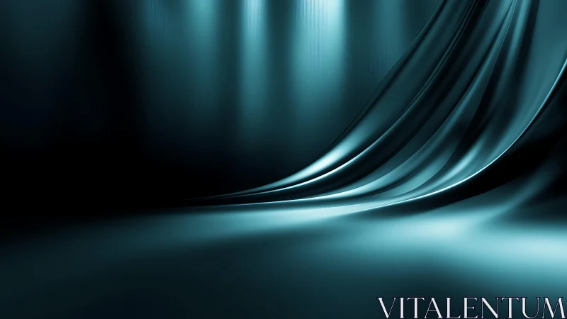 Elegant blue silk curtain in abstract style with dramatic lighting.