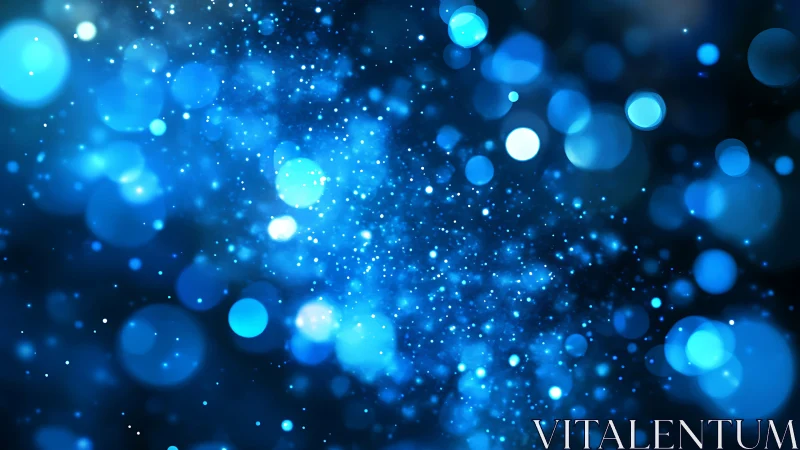 Blue bokeh particle field with scattered light points.