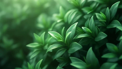 Lush emerald foliage under diffused ambient light rendering.