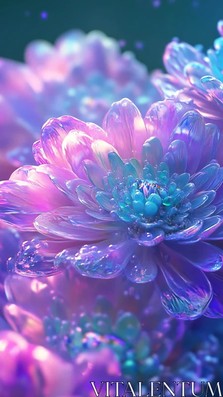 Dreamlit crystal blossoms glowing in soft neon light.