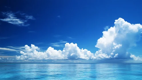 Stratocumulus cloud bank over calm mid-ocean horizon line