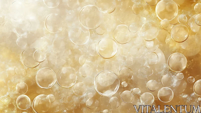 Golden effervescent bubbles in soft luminous abstraction.