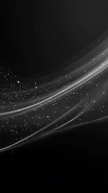 Monochrome curved light bands with dispersed particle field.