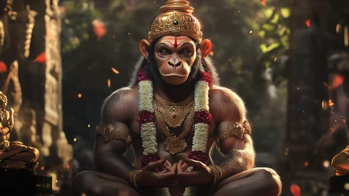 Divine simian deity rendered in cinematic photorealistic detail