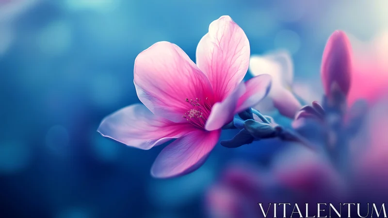 Pink Magnolia Blossom with Shallow Depth of Field.