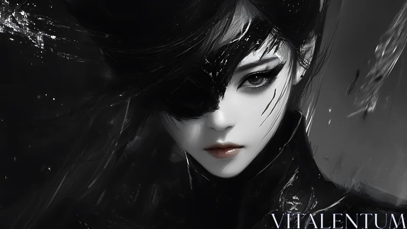 Monochrome cyber-shade portrait of masked digital warrior.