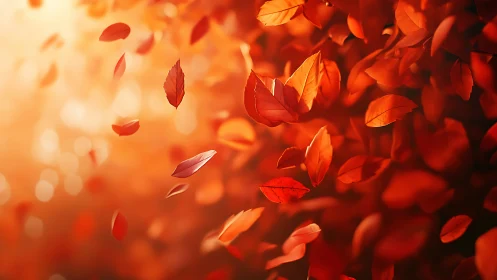 Autumn foliage swirl with shallow depth and warm bokeh light