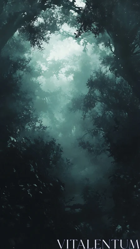 Ethereal Forest Canopy: Luminous Depth Through Misty Woodland Architecture