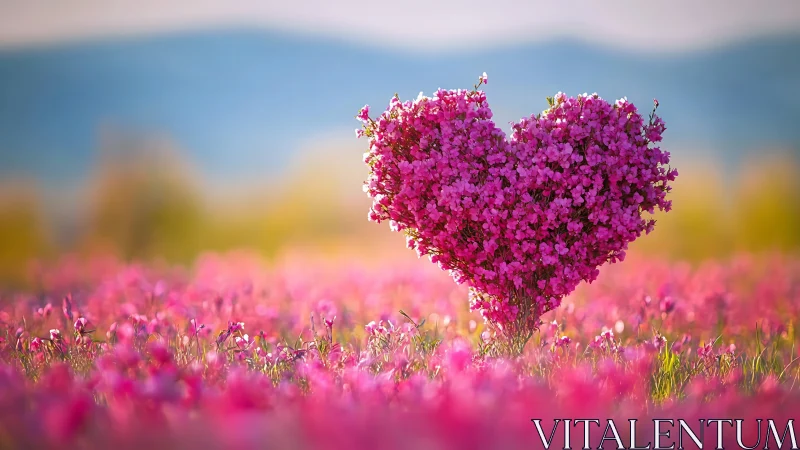 Heart-Shaped Floral Arrangement in Vibrant Pink Bloom Field.