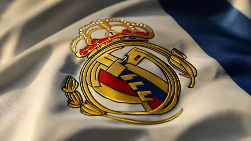 Regal football crest glowing on rippling satin banner.