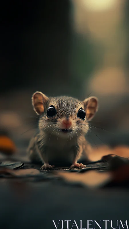 Small wild rodent on ground in shallow depth of field.