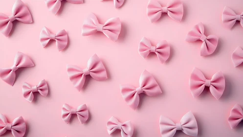 Systematic visual array of pink grosgrain bows on pastel field.