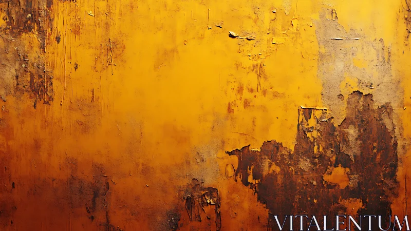 Textured yellow wall surface exhibits irregular weathered areas