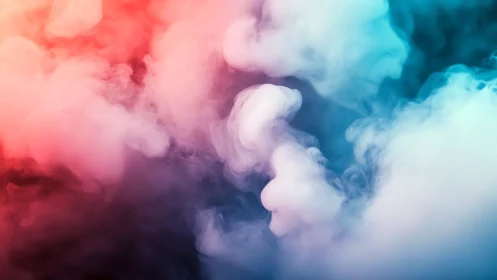 Photorealistic bicolor smoke plumes in soft gradient field.