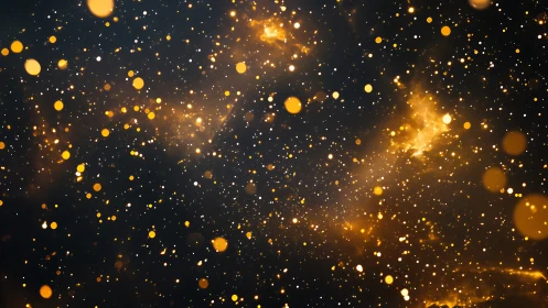 Golden stardust drifting through a dreamy night sky.
