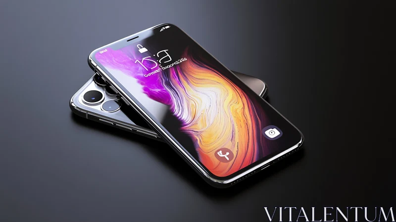 Dual Smartphone Display: Holographic UI Gradient Rendering.