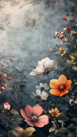 Delicate Blooms Dance on Weathered Stone Garden