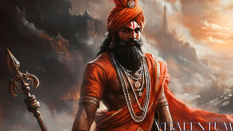 Armored ascetic warrior rendered in high-detail digital painting